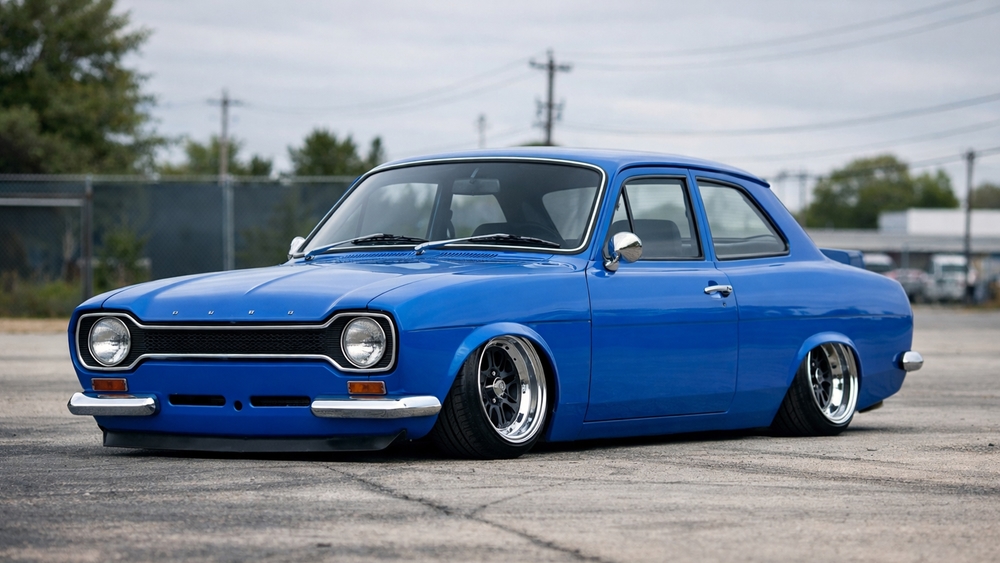 Classic Blue Ford Escort Stance wallpaper
