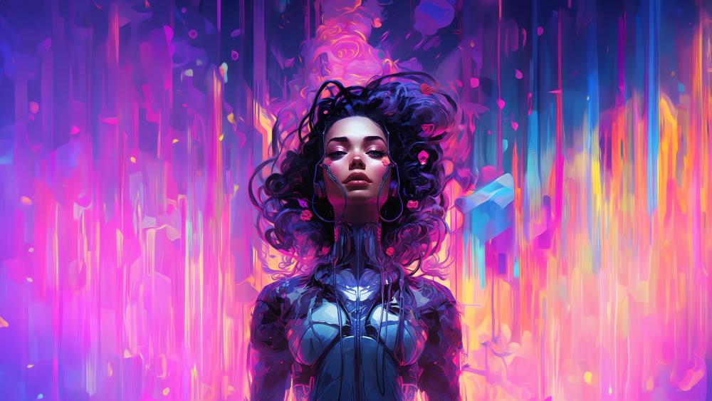 Neon Dream Cyborg Siren wallpaper