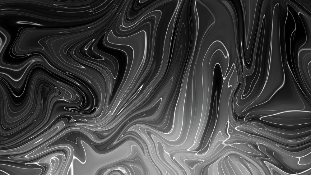 Monochrome Liquid Marble Waves wallpaper