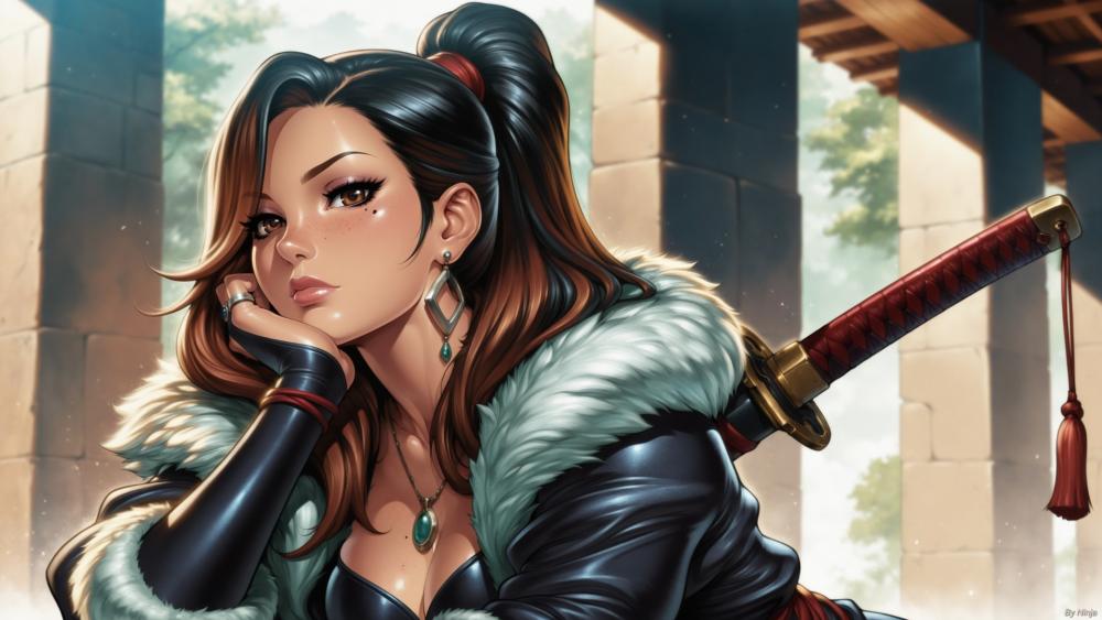 Elegant Samurai Warrior Portrait wallpaper