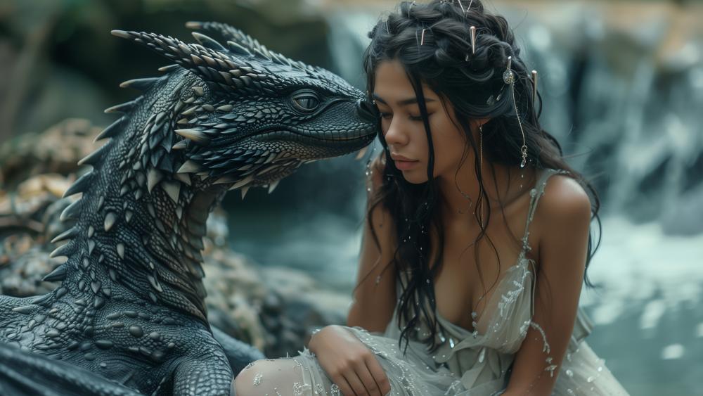 Ethereal Dragon Friendship wallpaper
