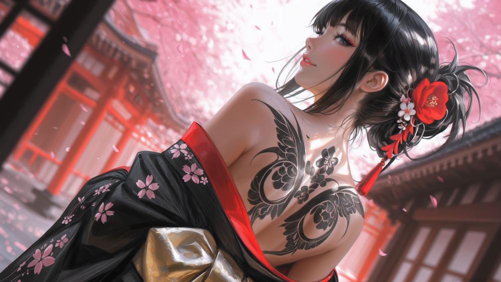 Cherry Blossom Tattoo Elegance wallpaper