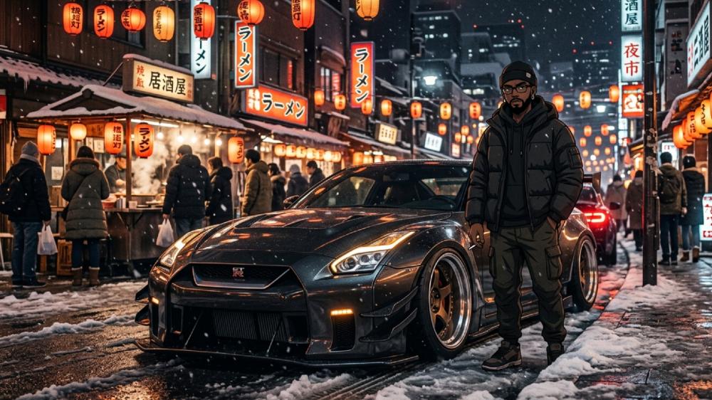 Midnight Drift in Neon Alley wallpaper