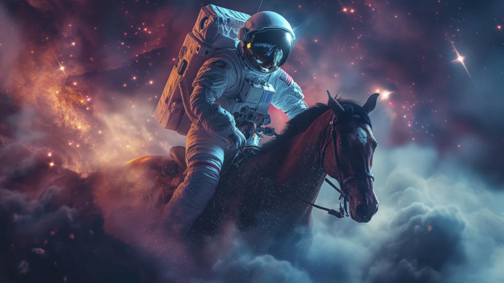 Cosmic Rider in a Starry Dreamscape wallpaper