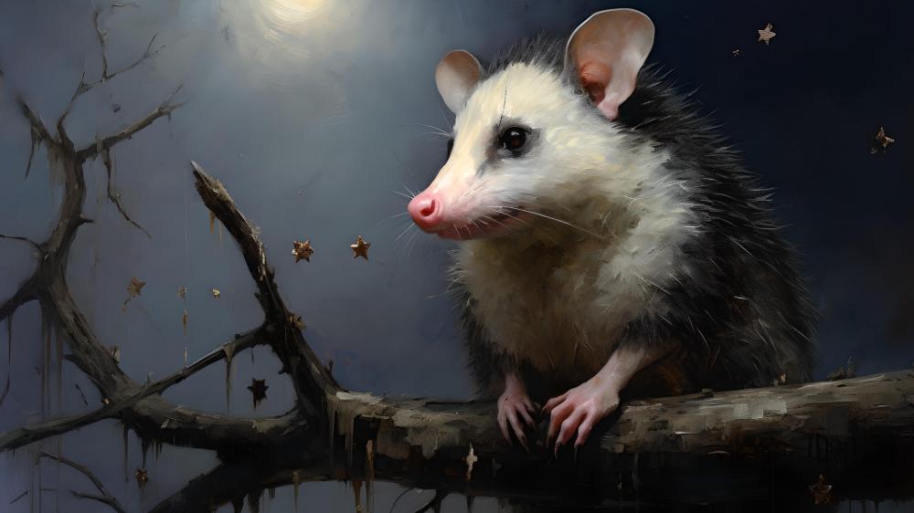 Moonlit Opossum Dream wallpaper