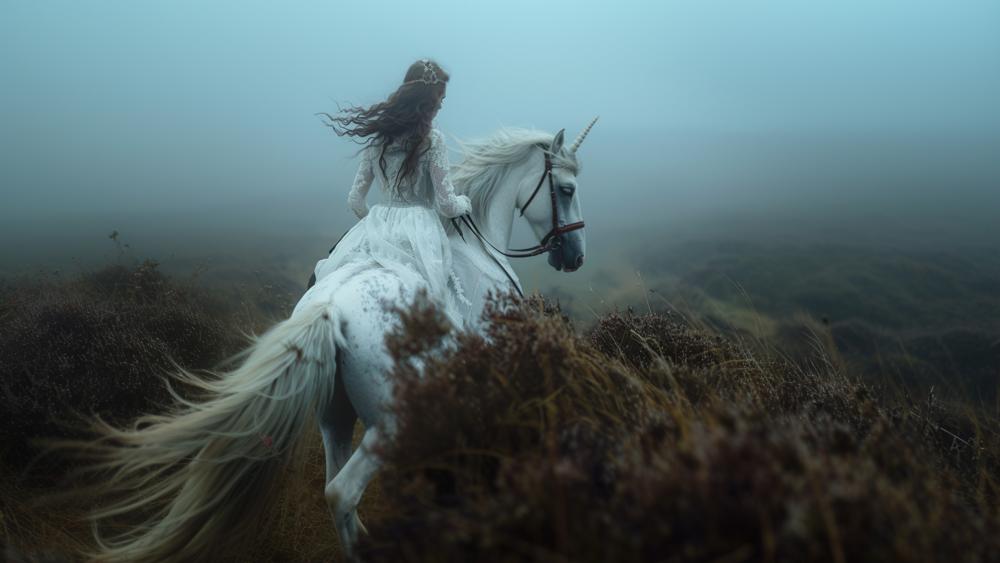 Misty Maid of Orleans on Unicorn Steed wallpaper