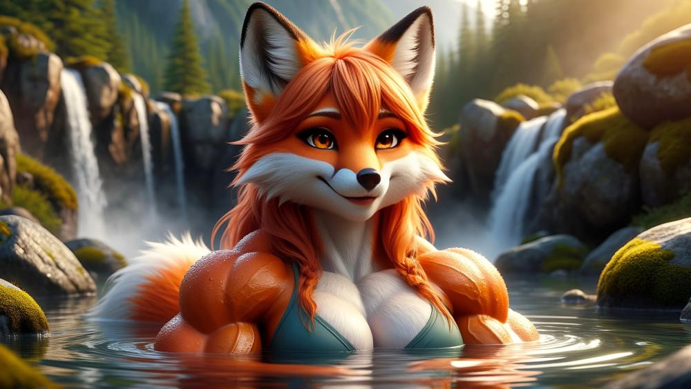 Sunlit Furry Fox Warrior Retreat wallpaper