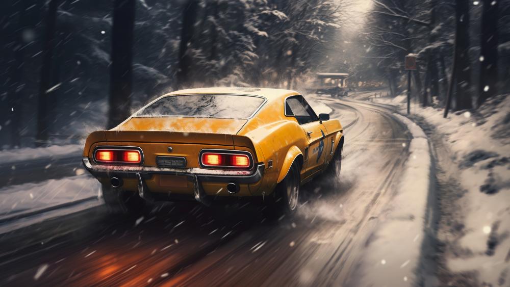 Winter Mustang Drift wallpaper