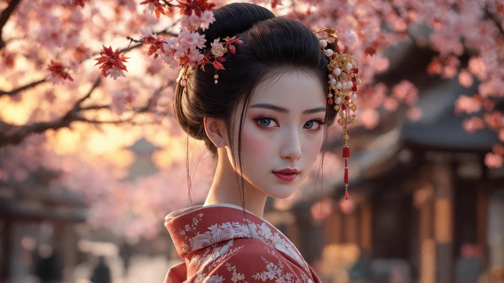Cherry Blossom Kimono Dream wallpaper
