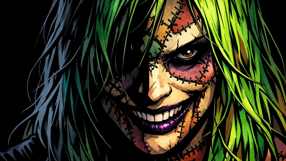 Patchwork Villain with Neon Green Hair wallpaper