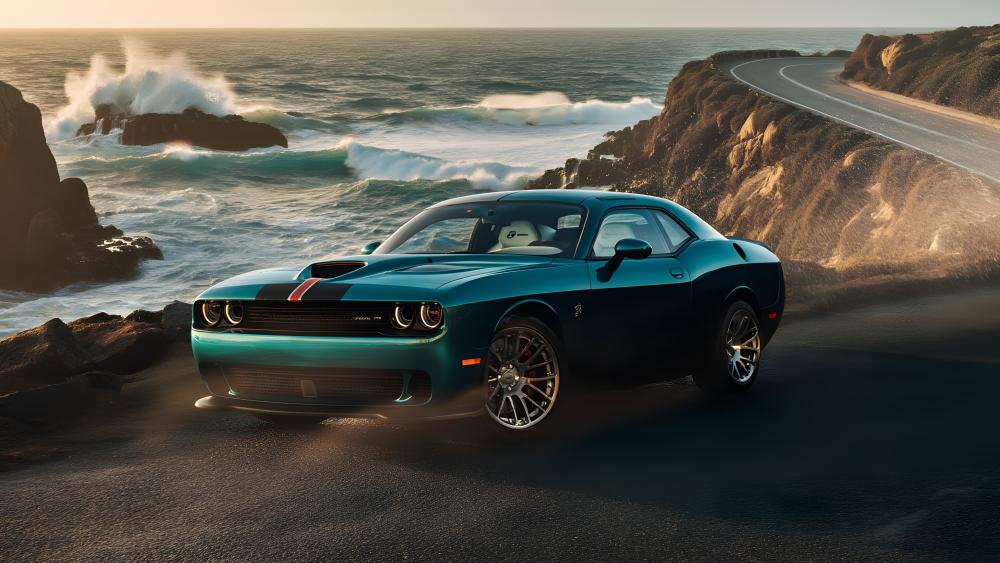 Coastal Muscle Car Sunset Drive wallpaper