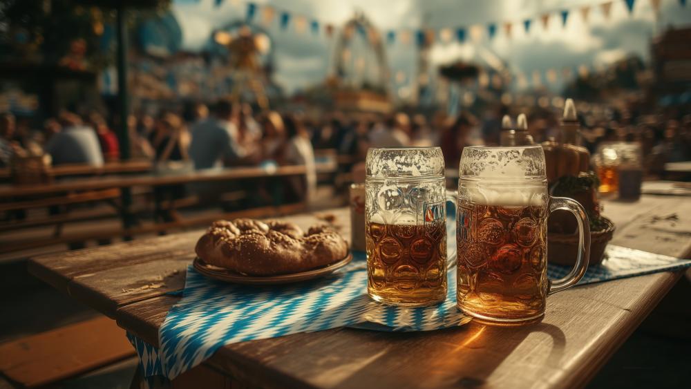 Festive Beer Garden Feast wallpaper