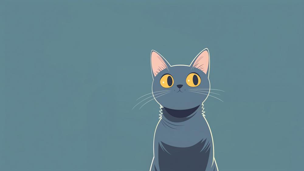 Minimal Anime Cat Portrait wallpaper