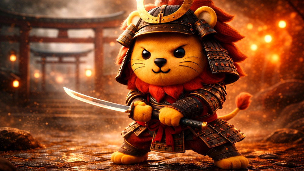 Cute Lion Samurai Warrior wallpaper