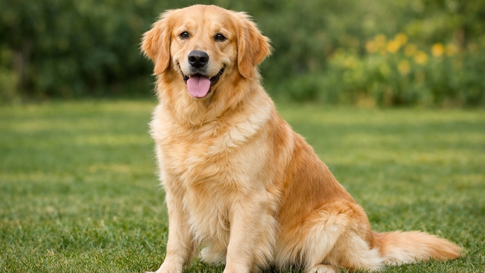 Happy Golden Retriever Portrait wallpaper