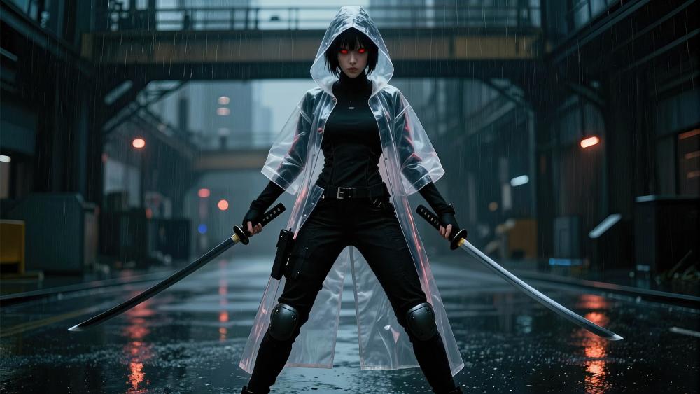 Silent Blade Queen in the Rain wallpaper