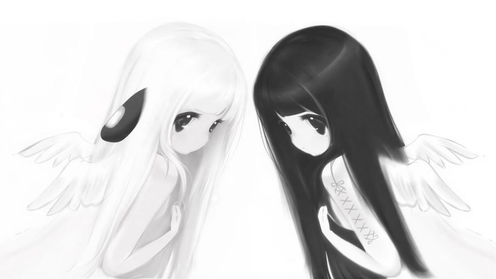 Yin Yang Angel Duo wallpaper