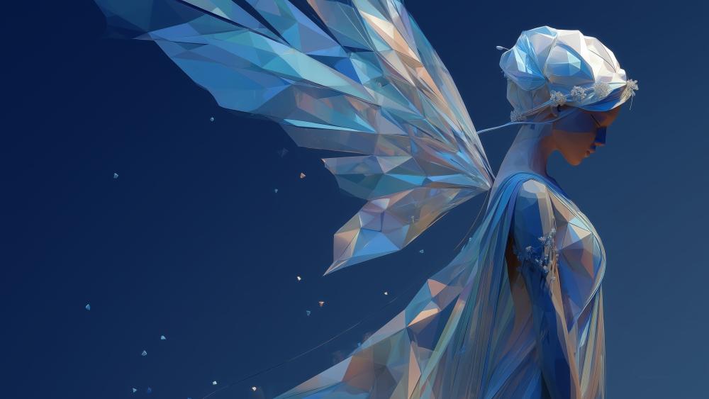 Geometric Angel in Blue Light wallpaper