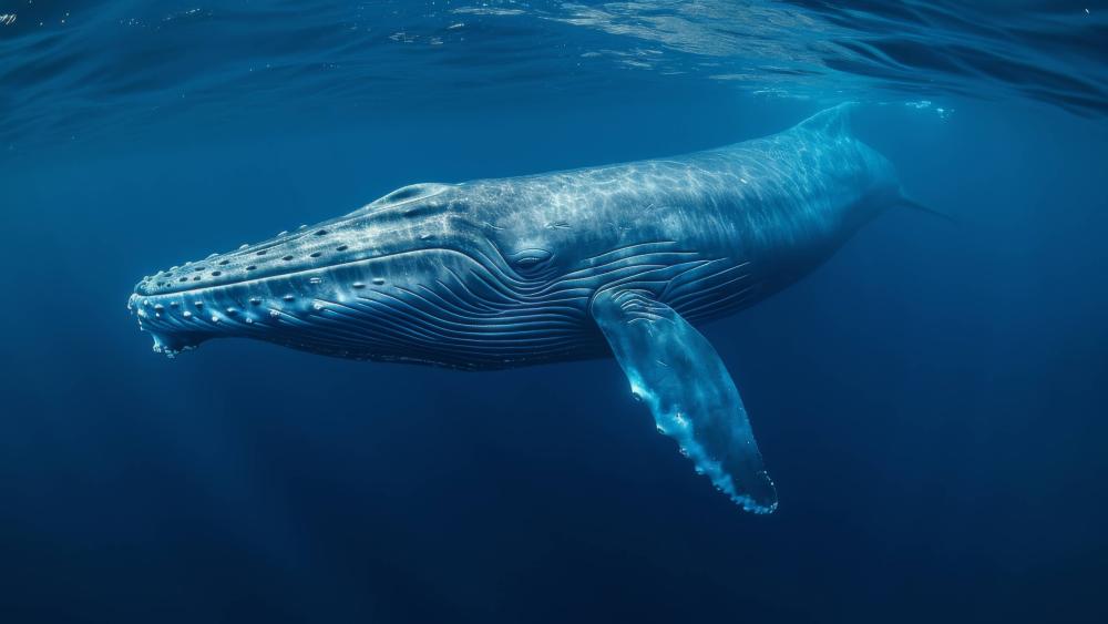 Majestic Humpback in Deep Blue Waters wallpaper
