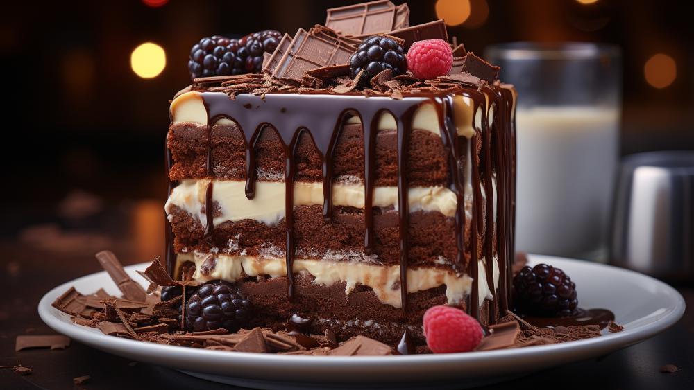 Decadent Chocolate Cake Delight wallpaper