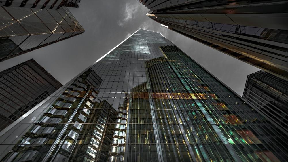 Towering Glass Metropolis Skyline wallpaper