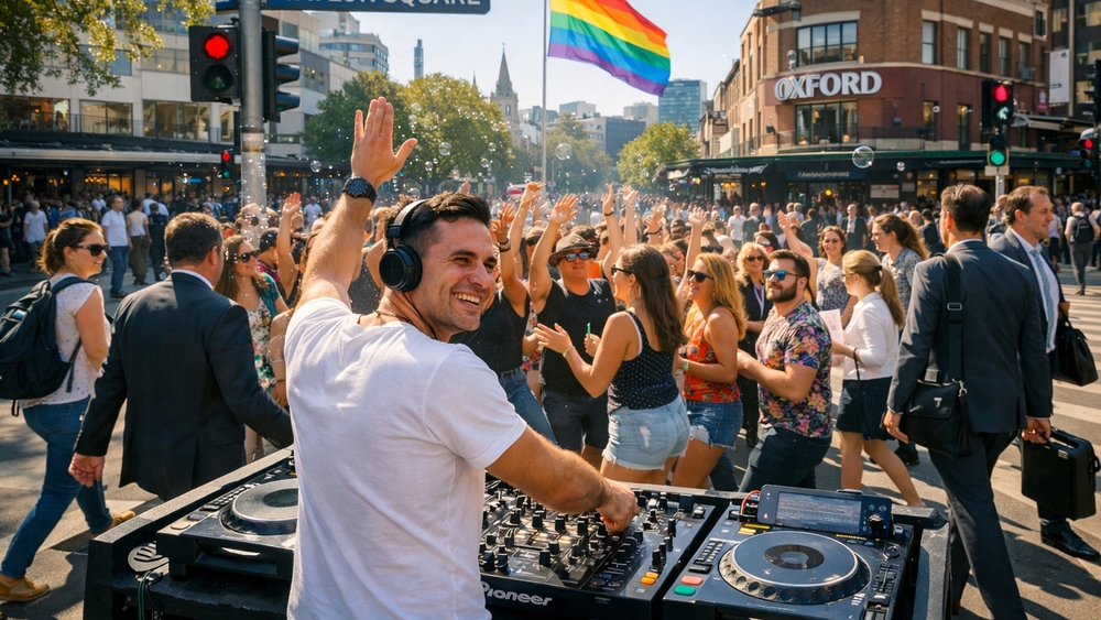 Pride Street DJ Energizes a Joyful City Crowd wallpaper
