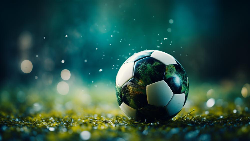 Glowing Soccer Ball on Dreamy Turf wallpaper