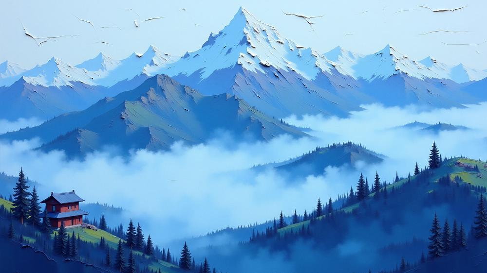 Blue Mist Mountain Sanctuary wallpaper