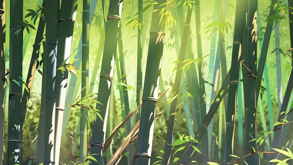 Sunlit Bamboo Haven wallpaper