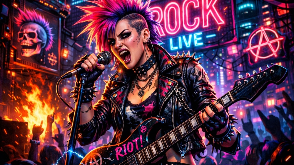 Neon Punk Rock Riot wallpaper