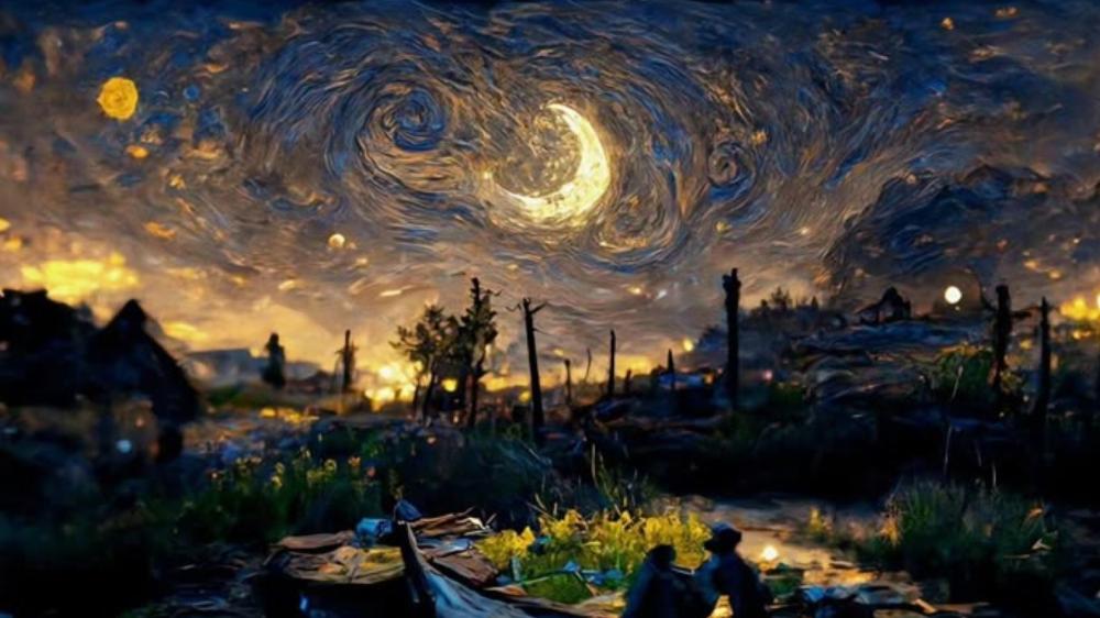 Moonlit Dreamscape Over Silent Fields wallpaper