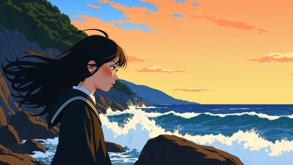 Sunset Breeze by the Sea wallpaper