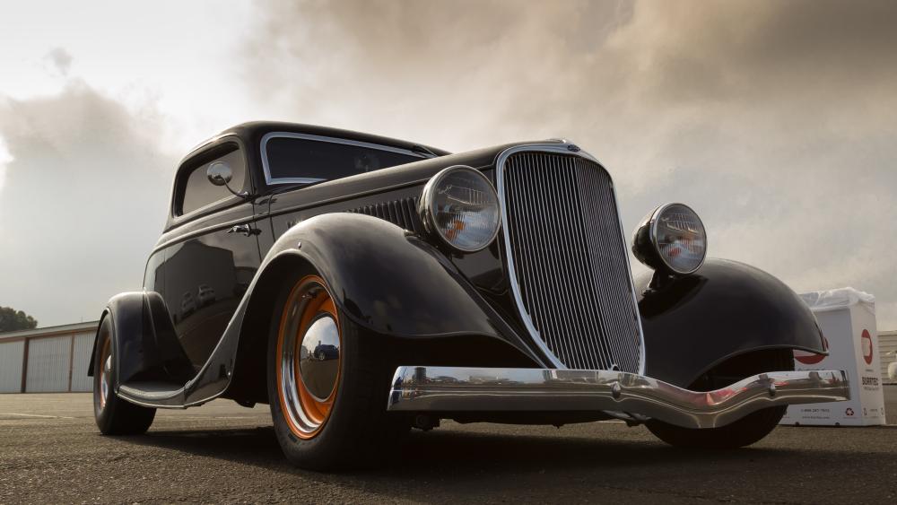Vintage Ford Hot Rod Under Dramatic Skies wallpaper