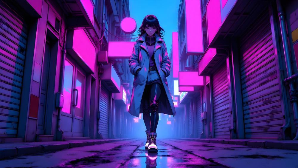 Neon Alley Cool Girl wallpaper