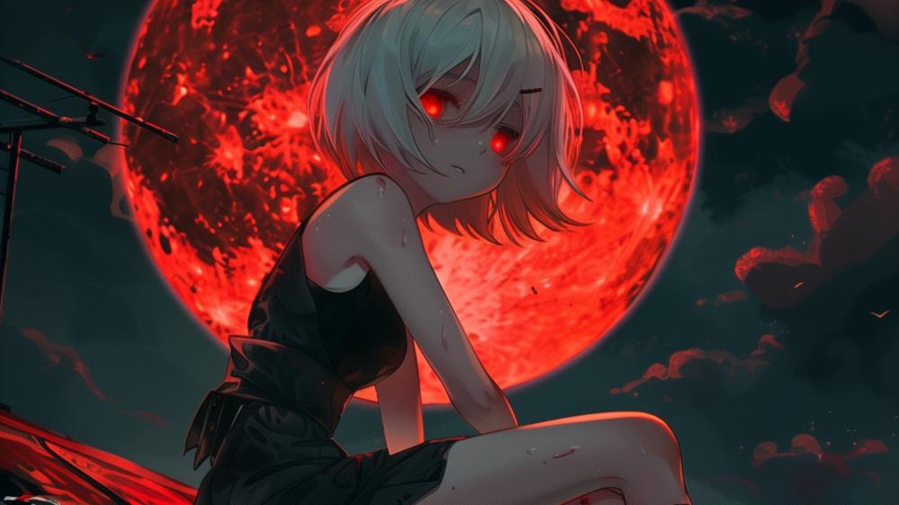 Blood Moon Anime Girl wallpaper
