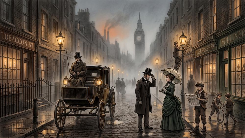 Foggy Victorian London Streets wallpaper