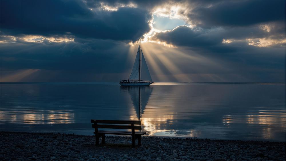 Celestial Sail at Dusk wallpaper