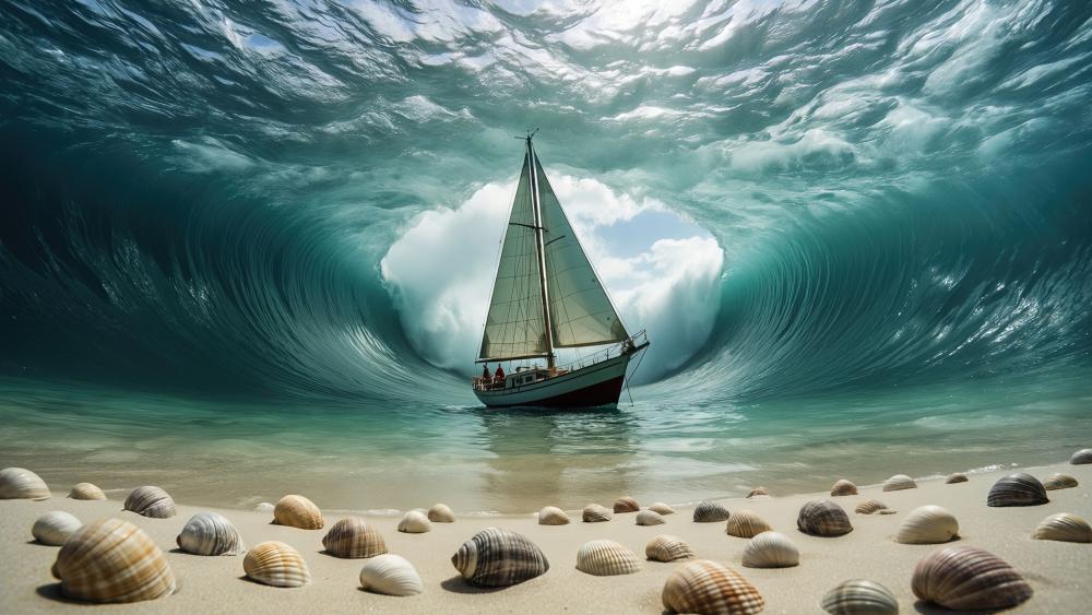 Sailing Through the Wave Portal wallpaper