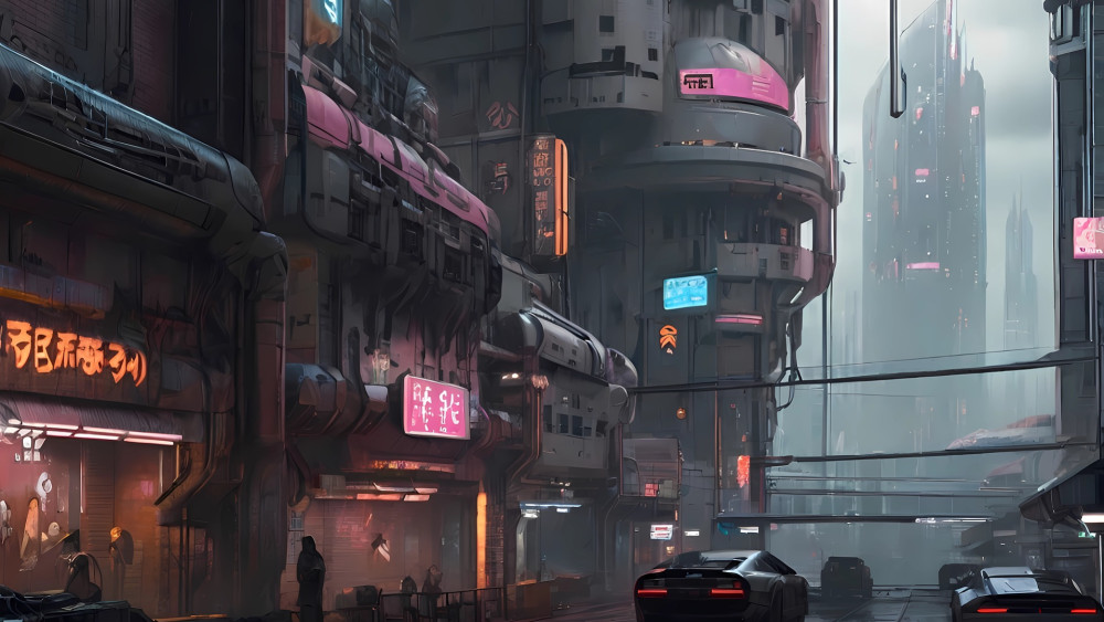 Neon Dystopia Skyline wallpaper