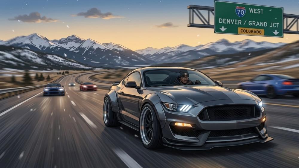 Mountain Highway Mustang Chase wallpaper