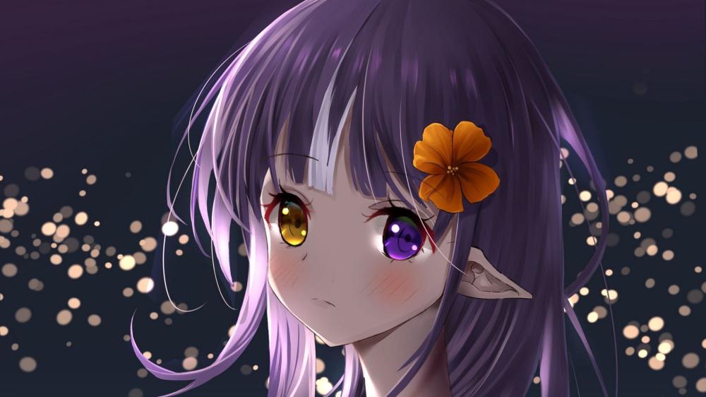 Heterochromia Elf Girl in Dreamy Lights wallpaper