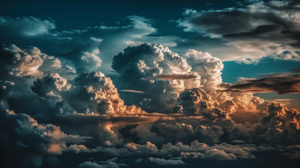 Dreamy Cloudscape at Golden Twilight wallpaper