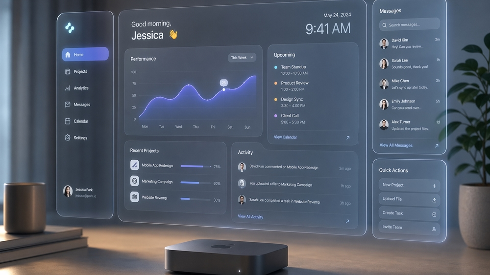 Futuristic Holographic Productivity Dashboard wallpaper