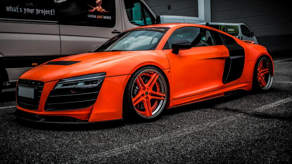 Aggressive Orange Audi R8 Street Beast wallpaper