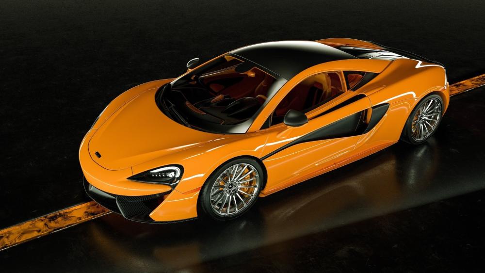 Orange McLaren 570S on Dark Road wallpaper