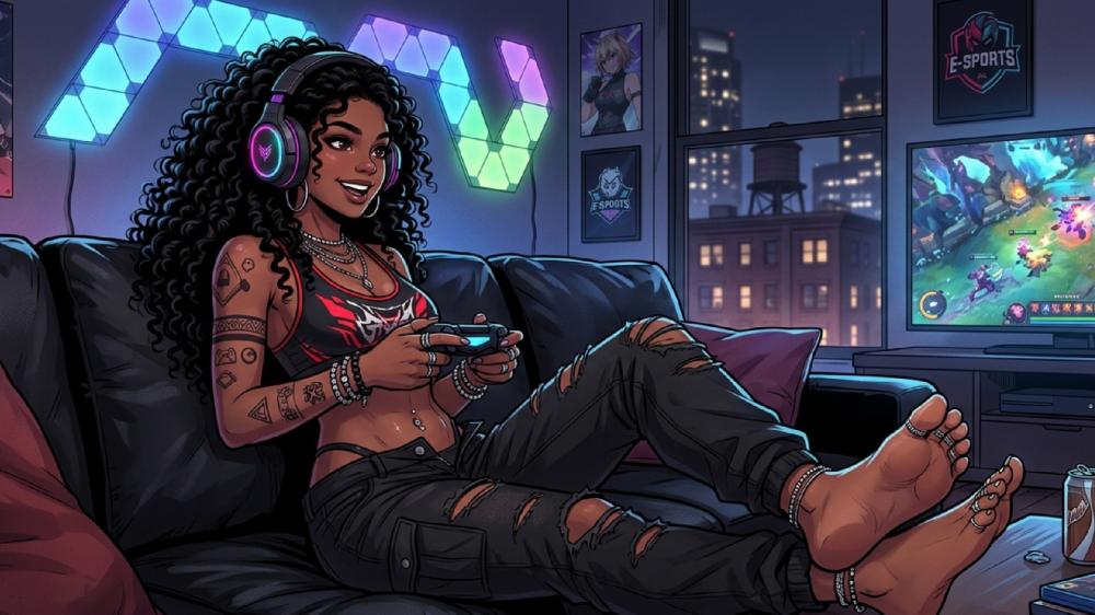 Neon Gamer Girl Chillout wallpaper