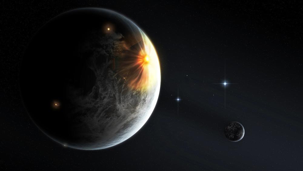 Earth Awakening in Deep Space wallpaper