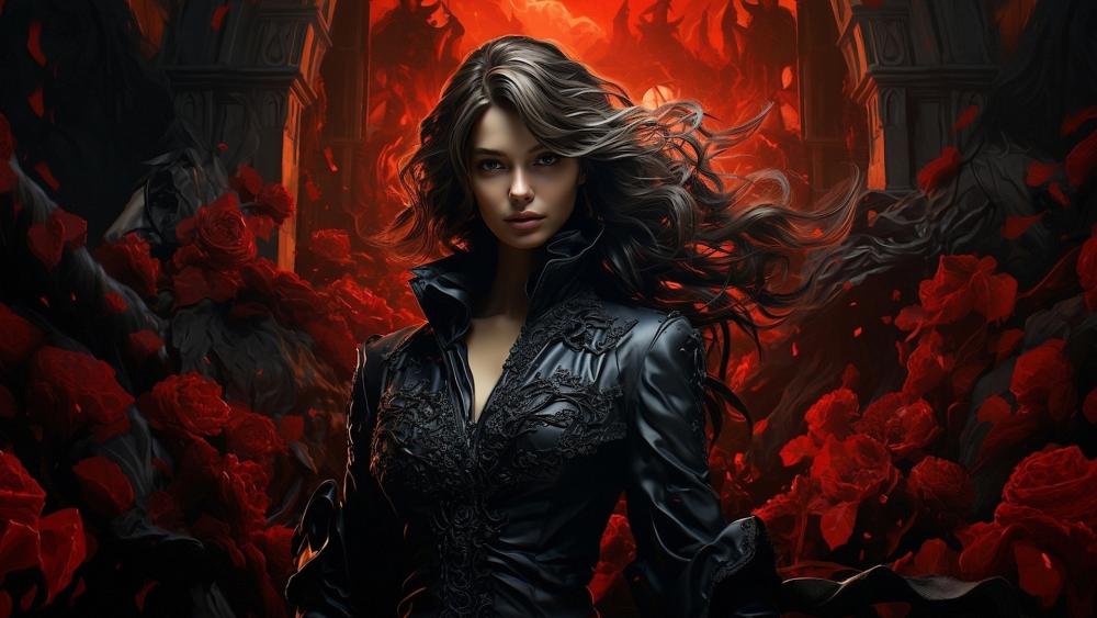 Crimson Gothic Enchantress wallpaper
