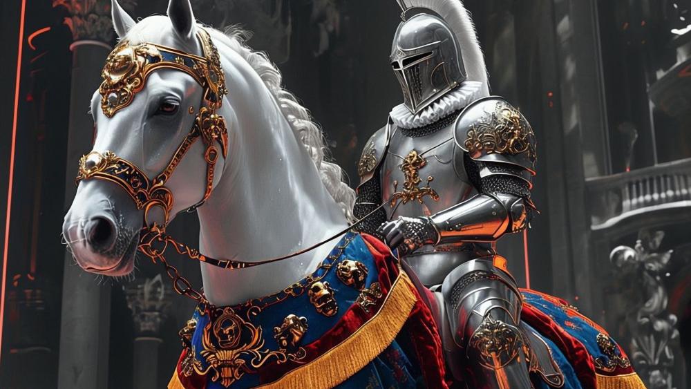 Noble Knight on White Stallion wallpaper