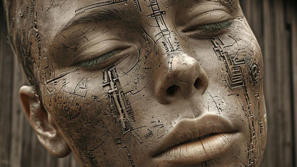 Dreaming Bronze Face Sculpture wallpaper